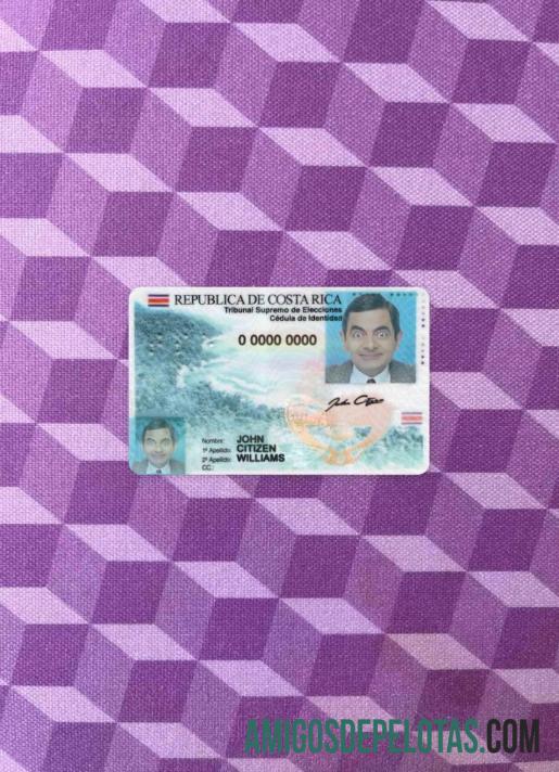 Costa Rica bilhete de identidade Version 2 olhar de foto frente exemplo